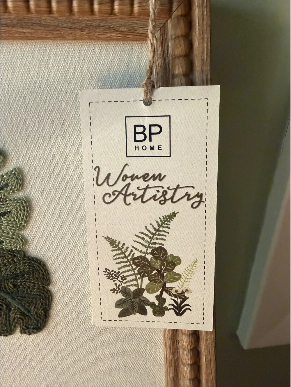 BP Home Woven Artistry Framed Wall Art with Cat and Plants Design
